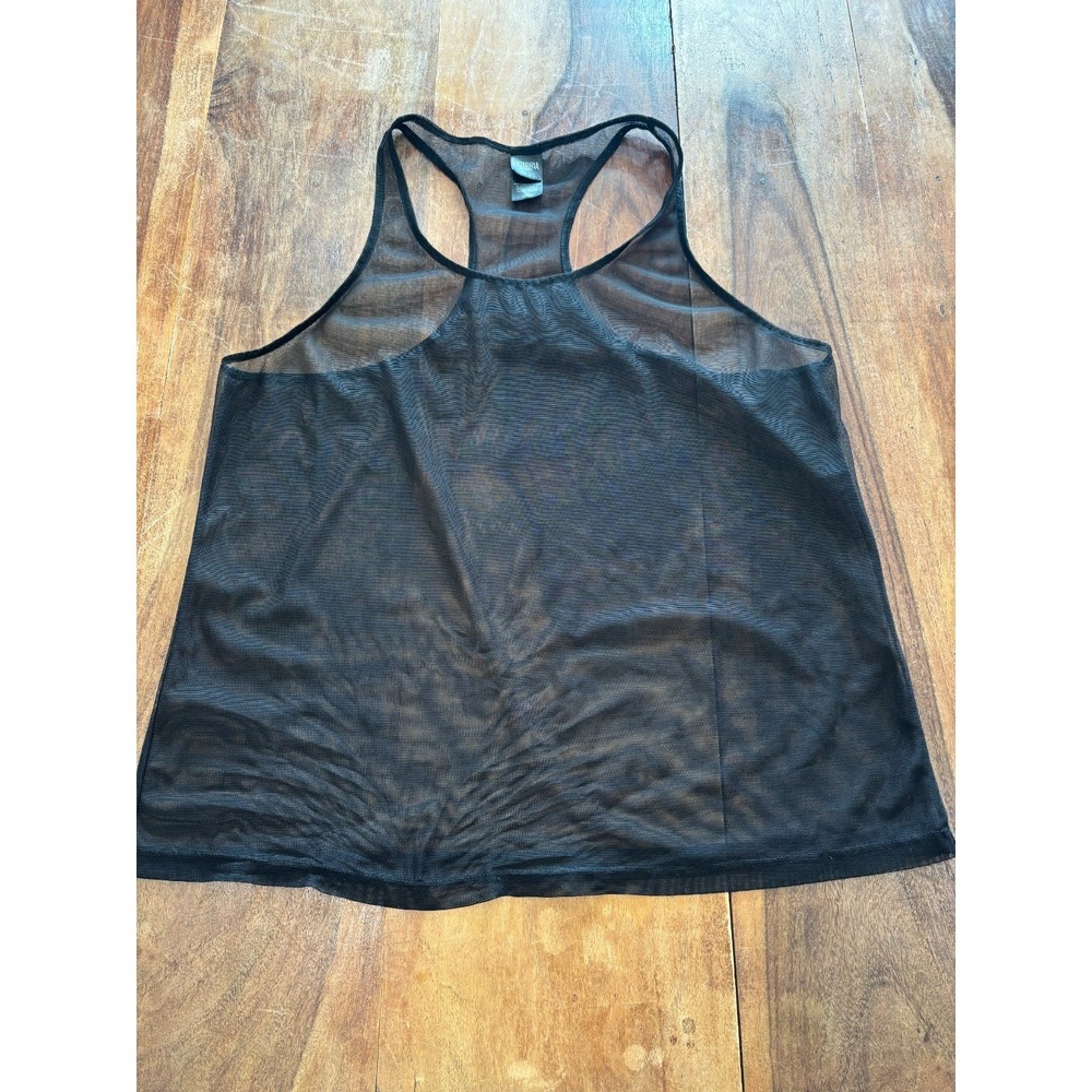 Victoria Secret Sport black‎ sheer mesh racerback tank size medium whimsigoth
